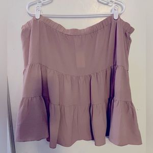 Adorable Pink/Mauve Elastic Mini Skirt with Ruffles (From City Chic/Size 24)